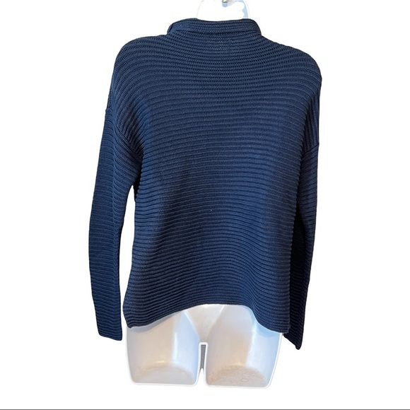 Vince Camuto Cowl Neck Sweater Women’s Navy Blue Oversized Cotton Knit Sweater S - Picture 2 of 5